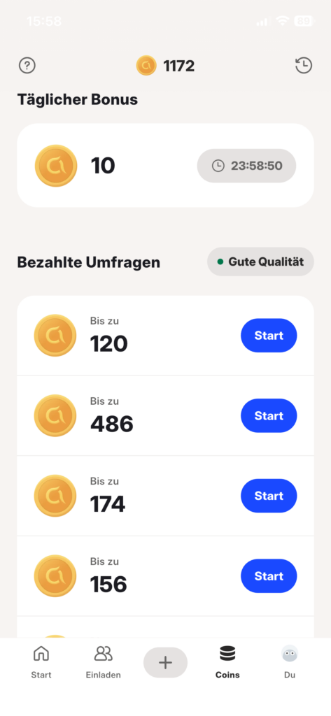 Appinio test Geld verdienen mit Umfragen